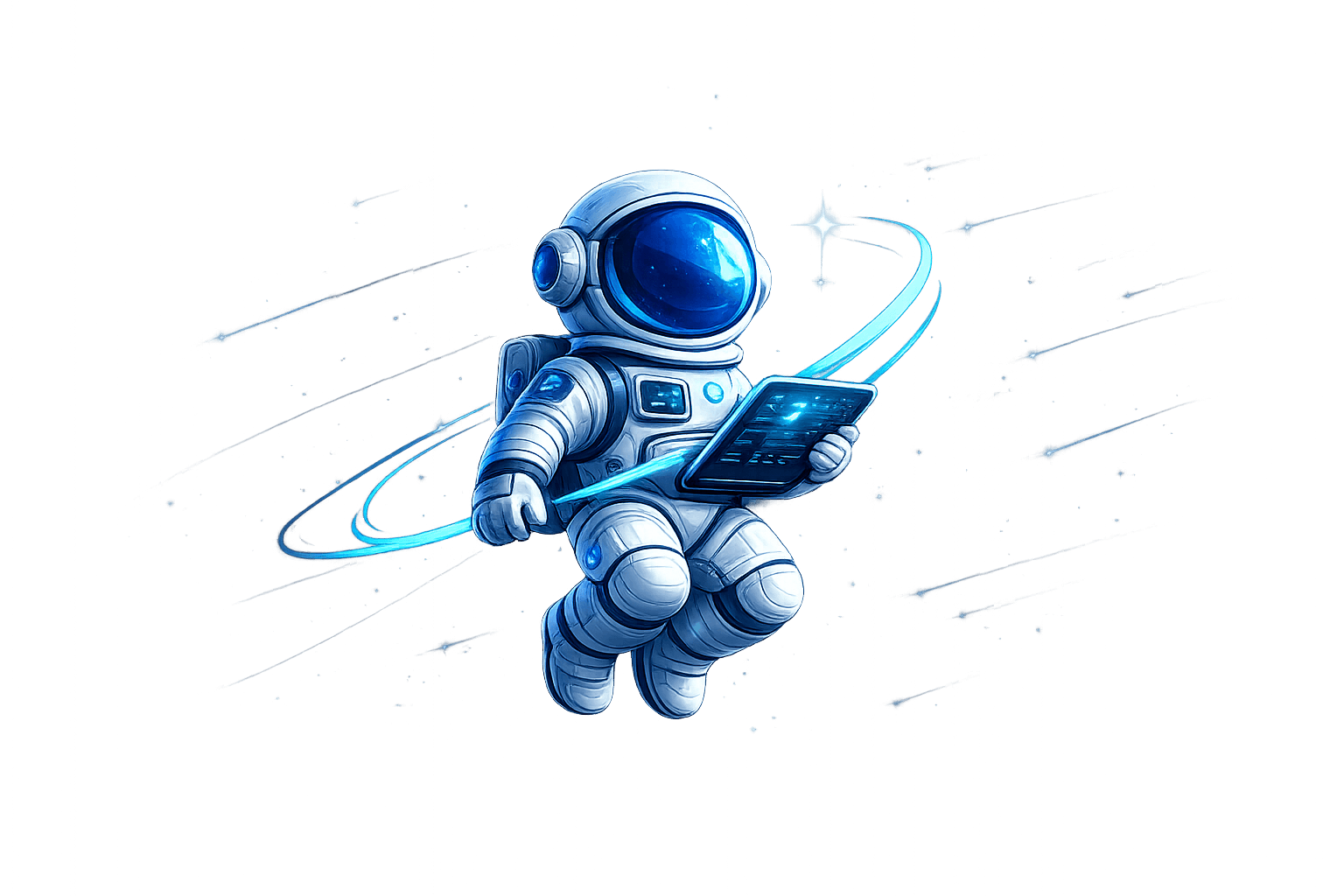 Nova astronaut holding a tablet